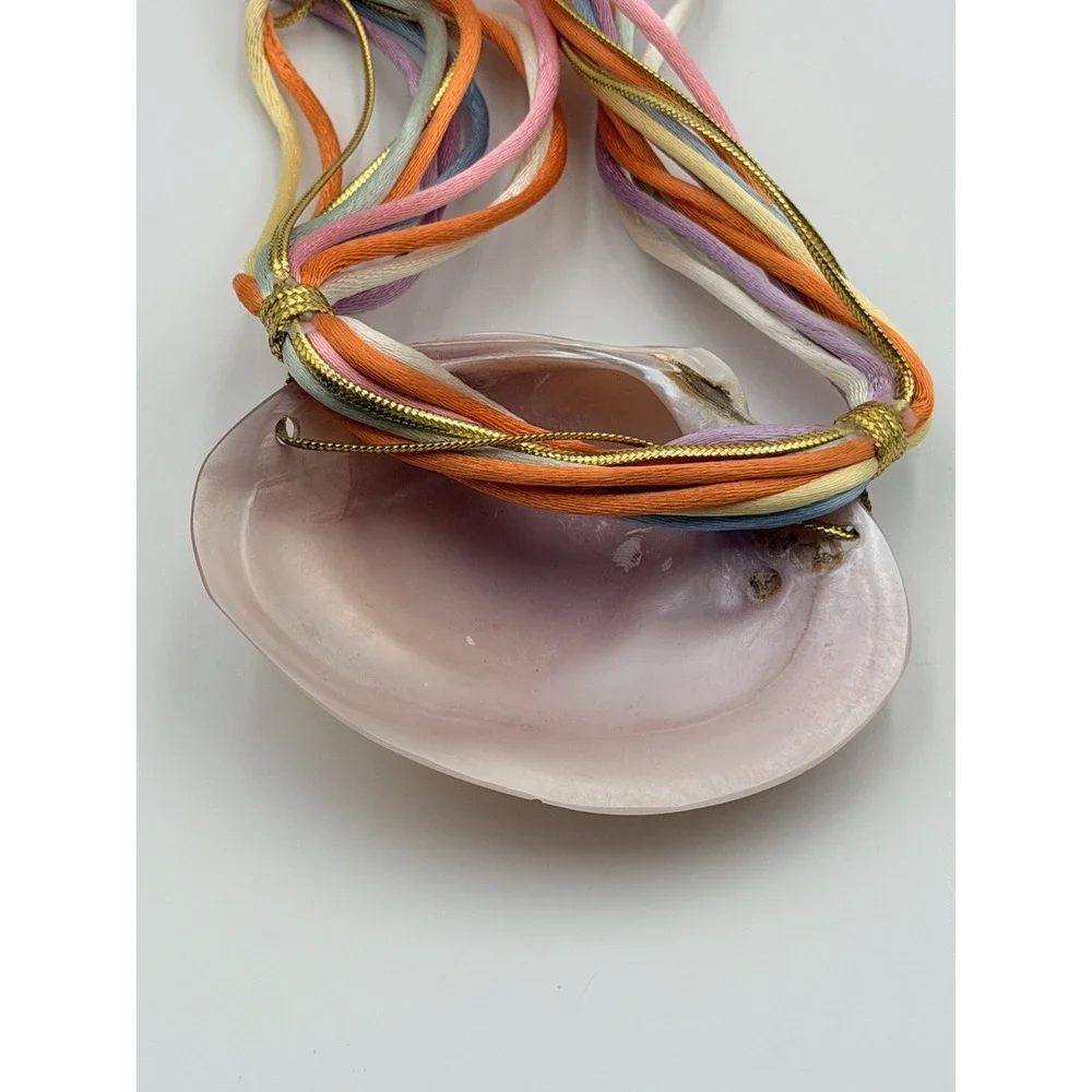 Vintage Mother of Pearl Shell Necklace Multi Strand Pastel Boho Chic Beach Ocean